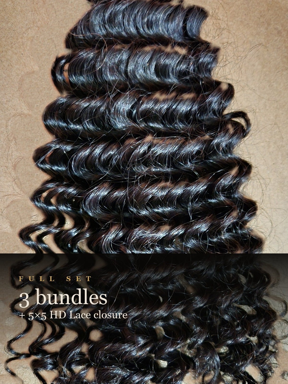 Velari Deep Wave full set, 3 bundles plus 5x5 HD lace closure, 20 inch